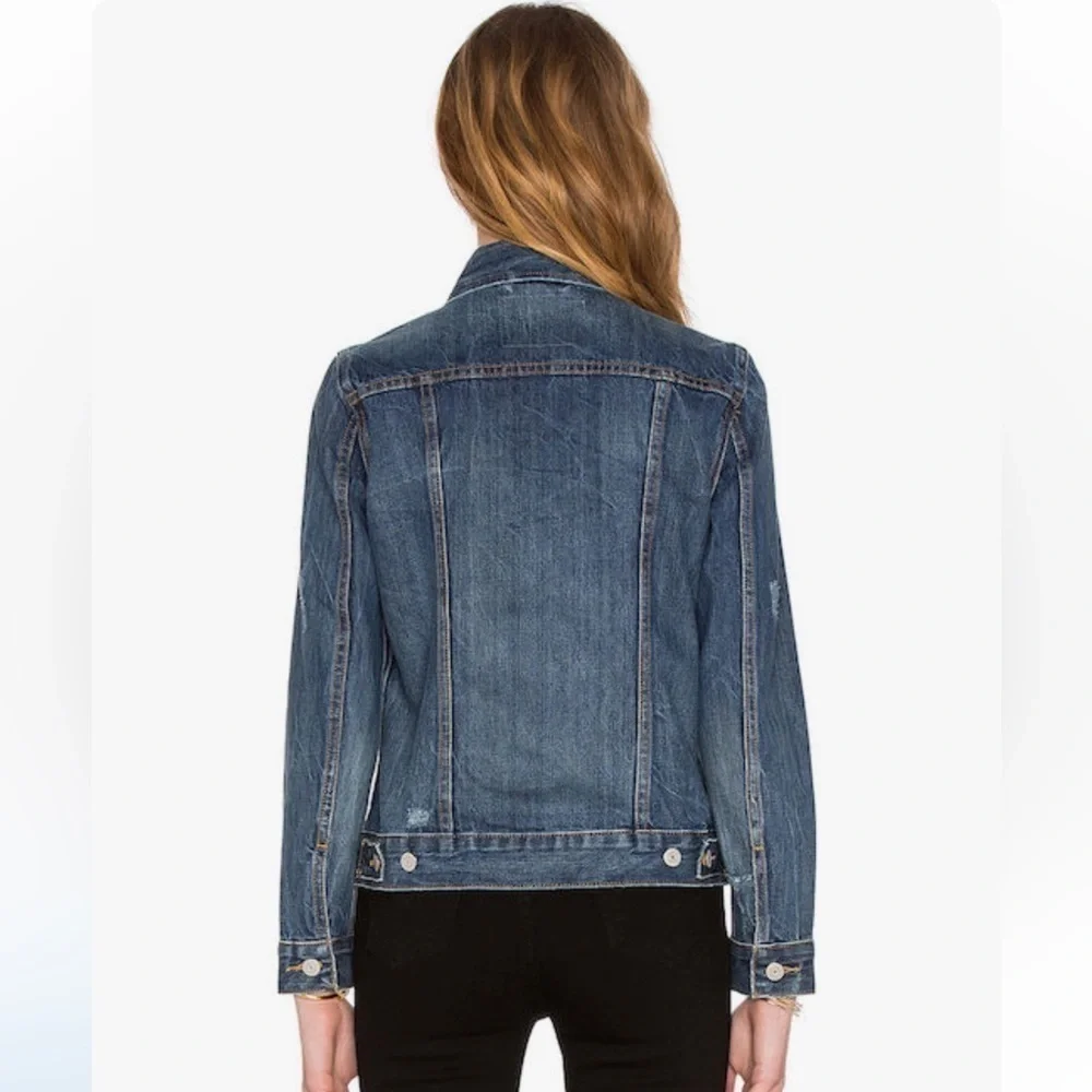 LEVI’s Ex Boyfriend Trucker Jacket in Blue Woodstock, XS - Picture 4 of 16